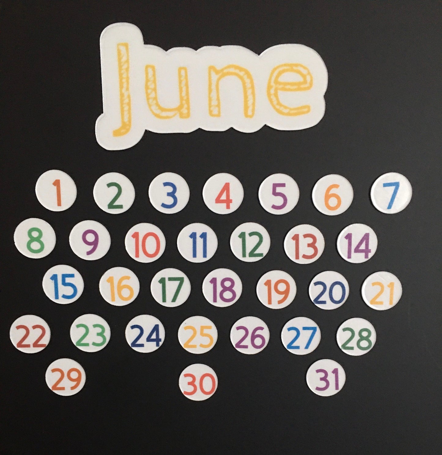 Multi Colored Magnet Days 1-31 for Perpetual Calendar // Days for Magnetic Calendar