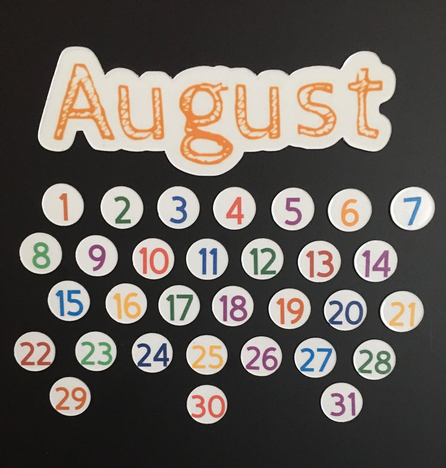Multi Colored Magnet Days 1-31 for Perpetual Calendar // Days for Magnetic Calendar