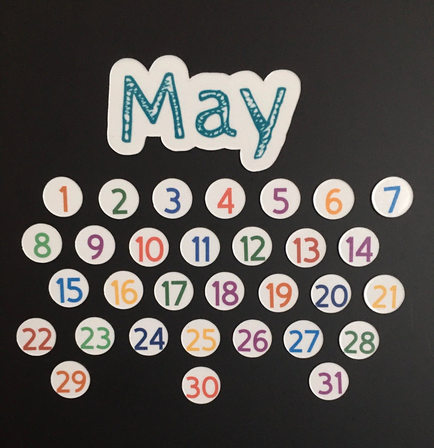 Multi Colored Magnet Days 1-31 for Perpetual Calendar // Days for Magnetic Calendar