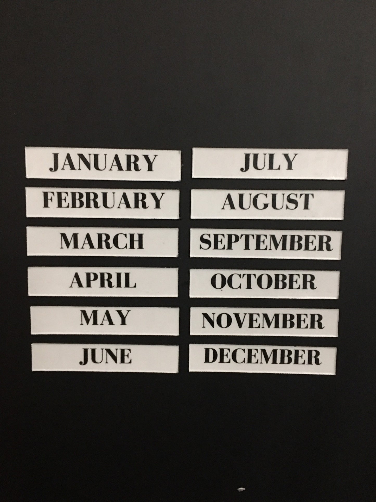 Bodoni font Boxed Magnet Months 1.5 Inches High
