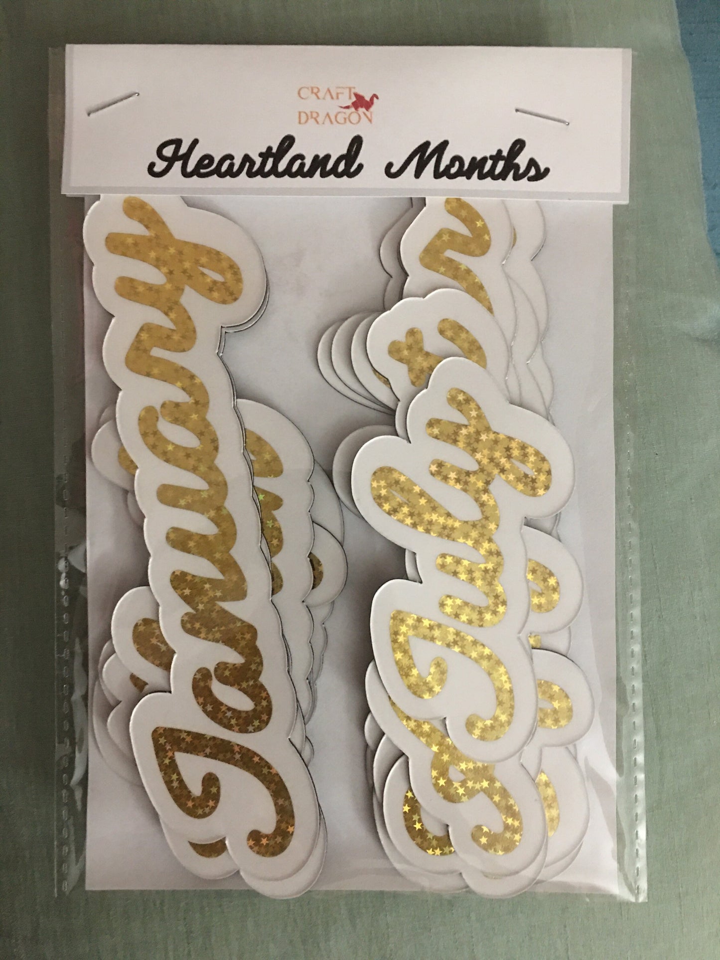 Gold Star Foiled Magnet Months / Heartland Font / Scripted Magnet Months / Calendar Magnets