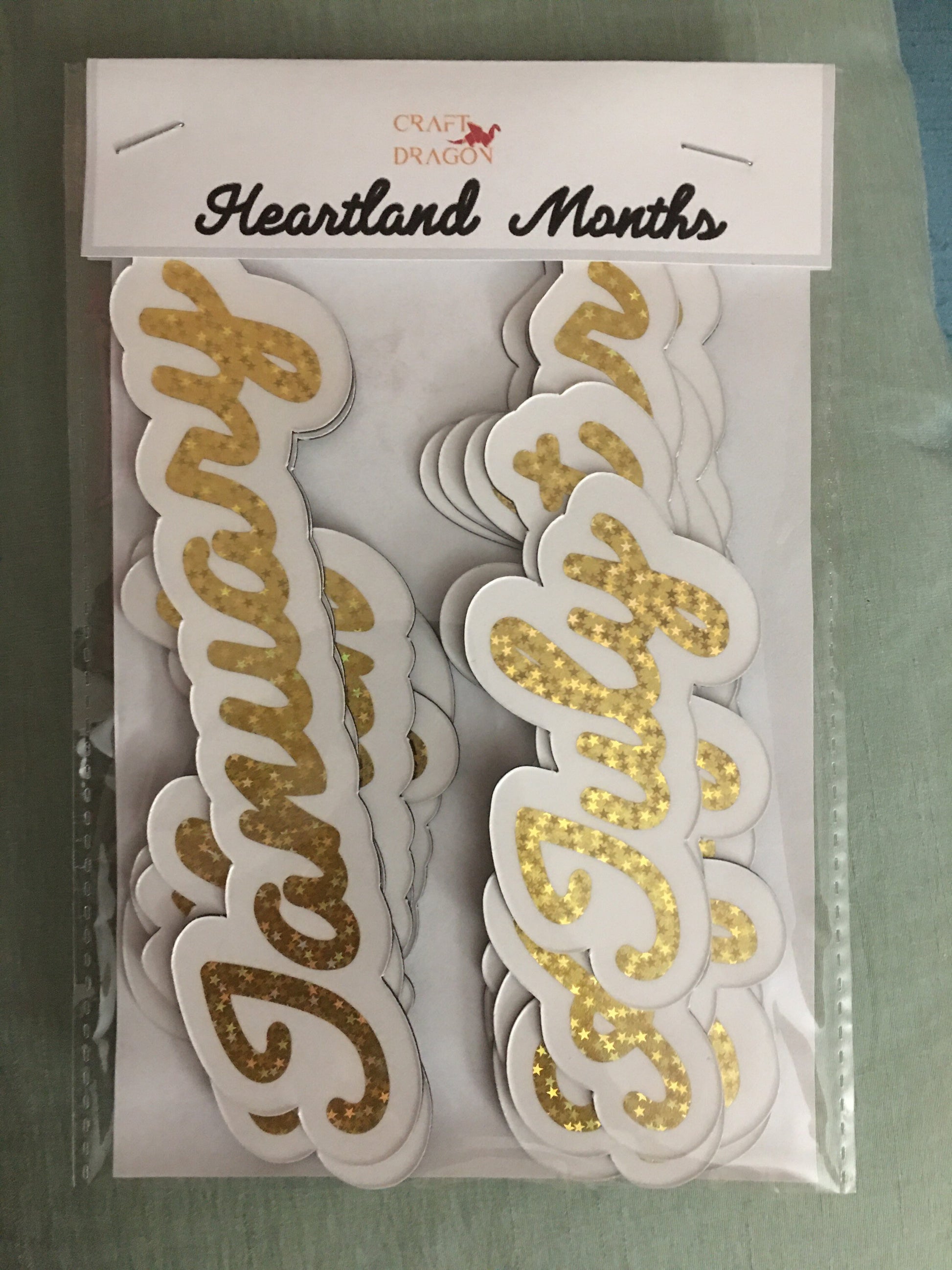 Gold Star Foiled Magnet Months / Heartland Font / Scripted Magnet Months / Calendar Magnets