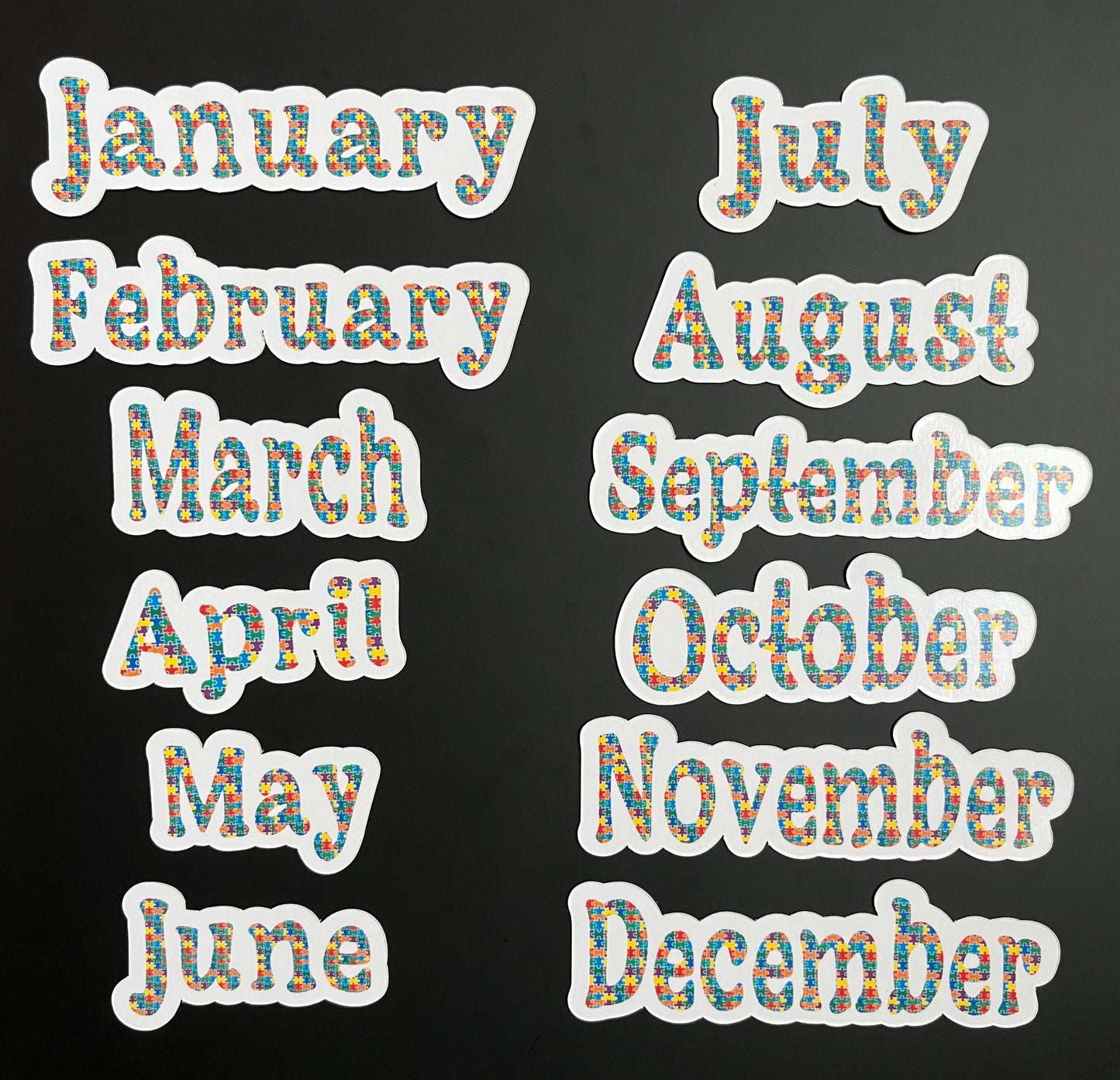 Autism Awareness Calendar Magnets // Planner Months Magnets // Colorful Calendar Magnet Months