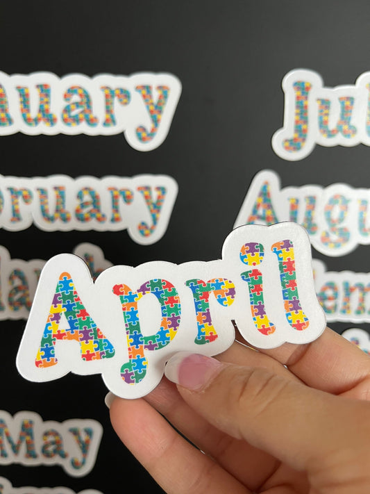 Autism Awareness Calendar Magnets // Planner Months Magnets // Colorful Calendar Magnet Months