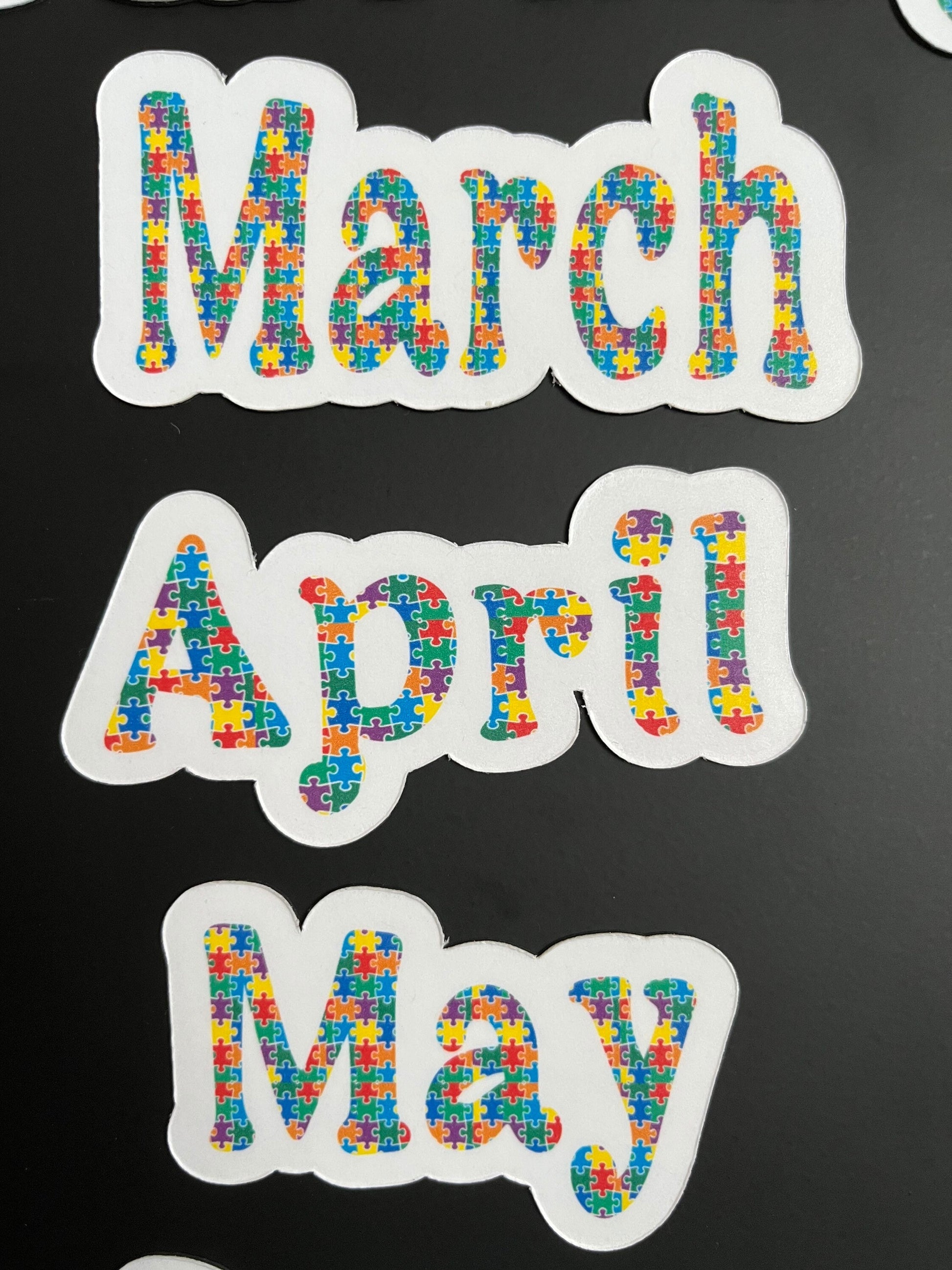Autism Awareness Calendar Magnets // Planner Months Magnets // Colorful Calendar Magnet Months