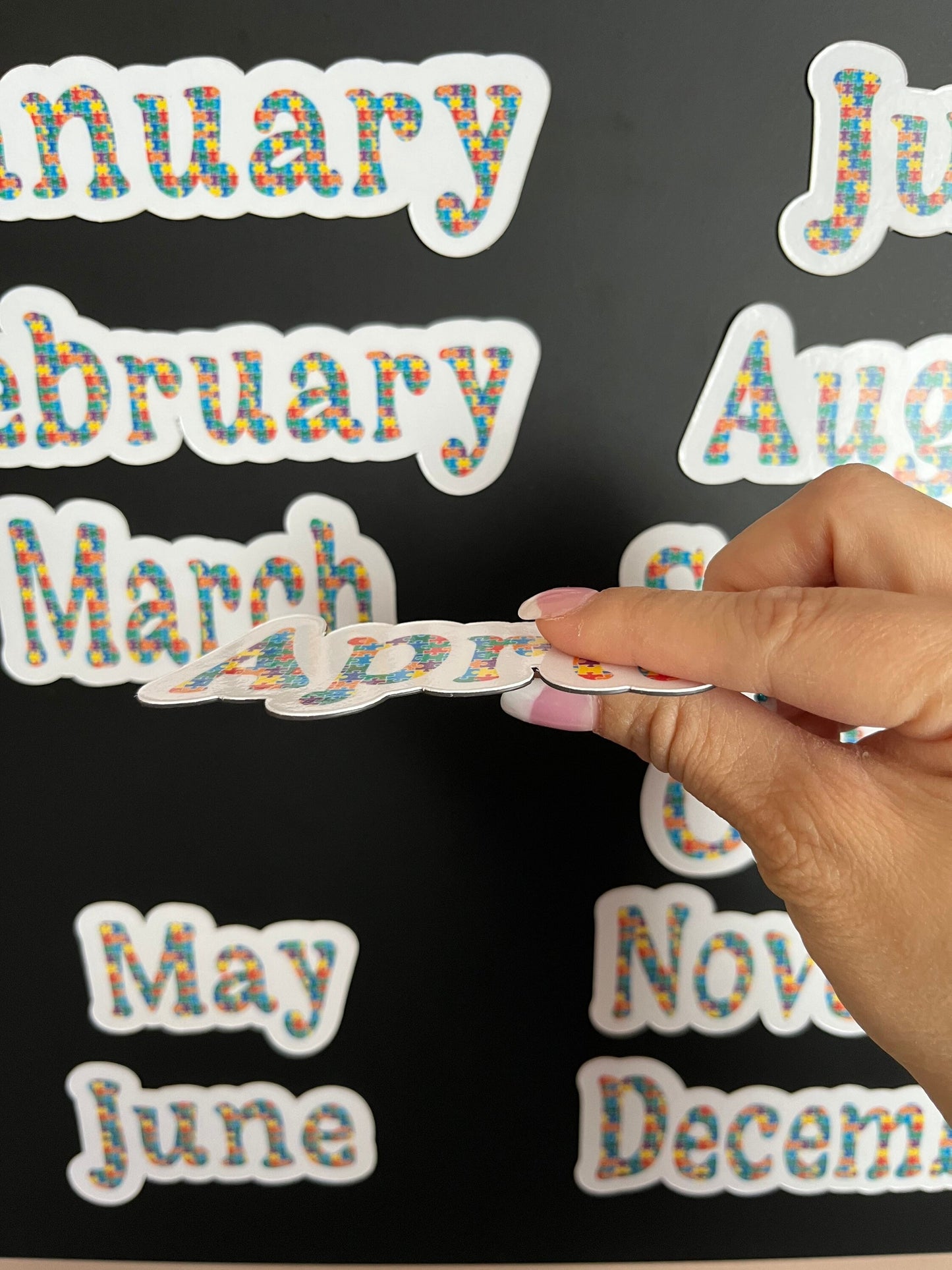 Autism Awareness Calendar Magnets // Planner Months Magnets // Colorful Calendar Magnet Months