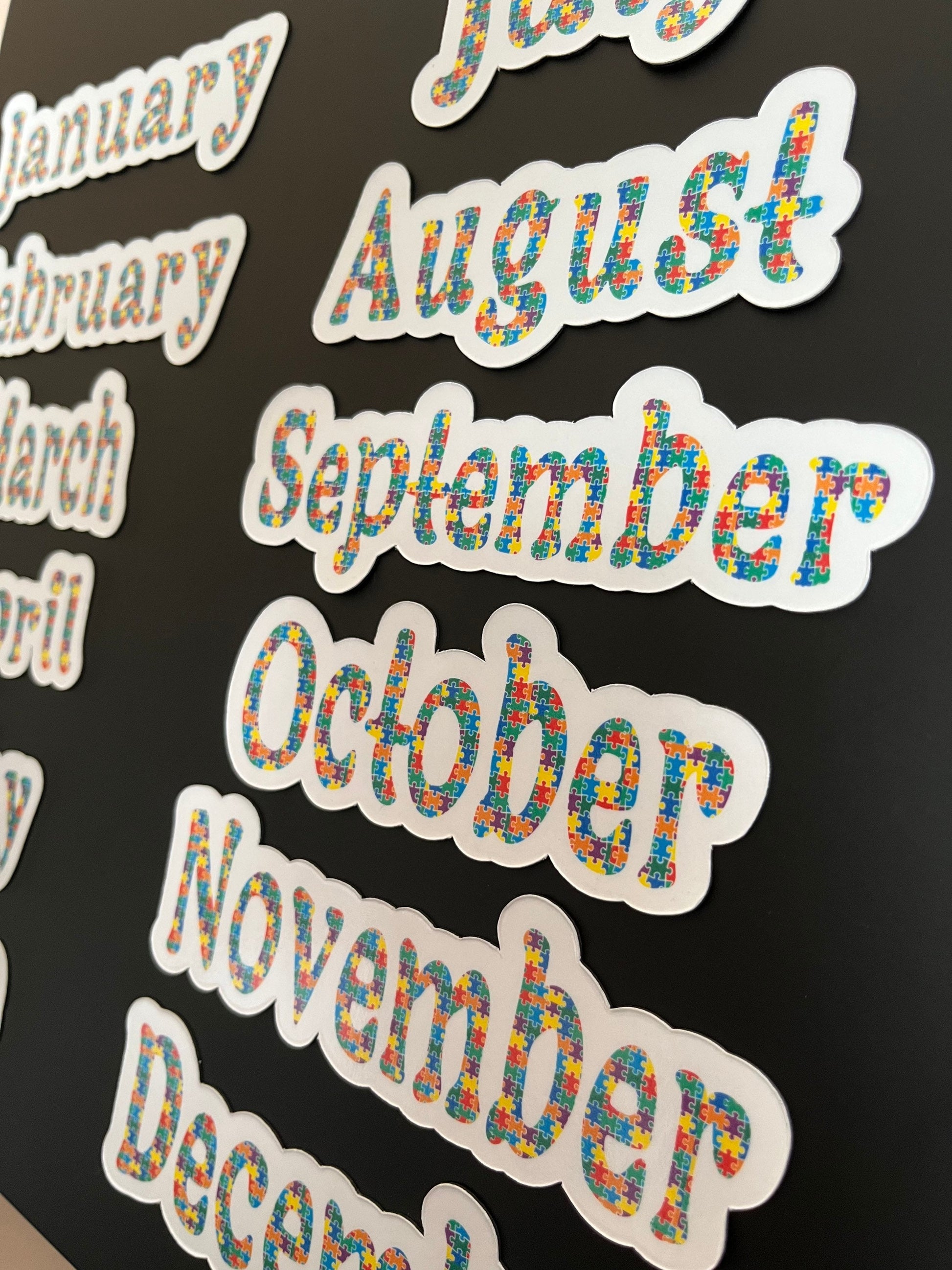 Autism Awareness Calendar Magnets // Planner Months Magnets // Colorful Calendar Magnet Months