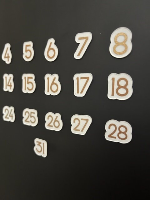 Magnetic Badhorse Font Numbers Rose Gold or Gold Foiled Numbers for Calendar or Board // Daily Magnets // Rose Gold & Gold Foiled