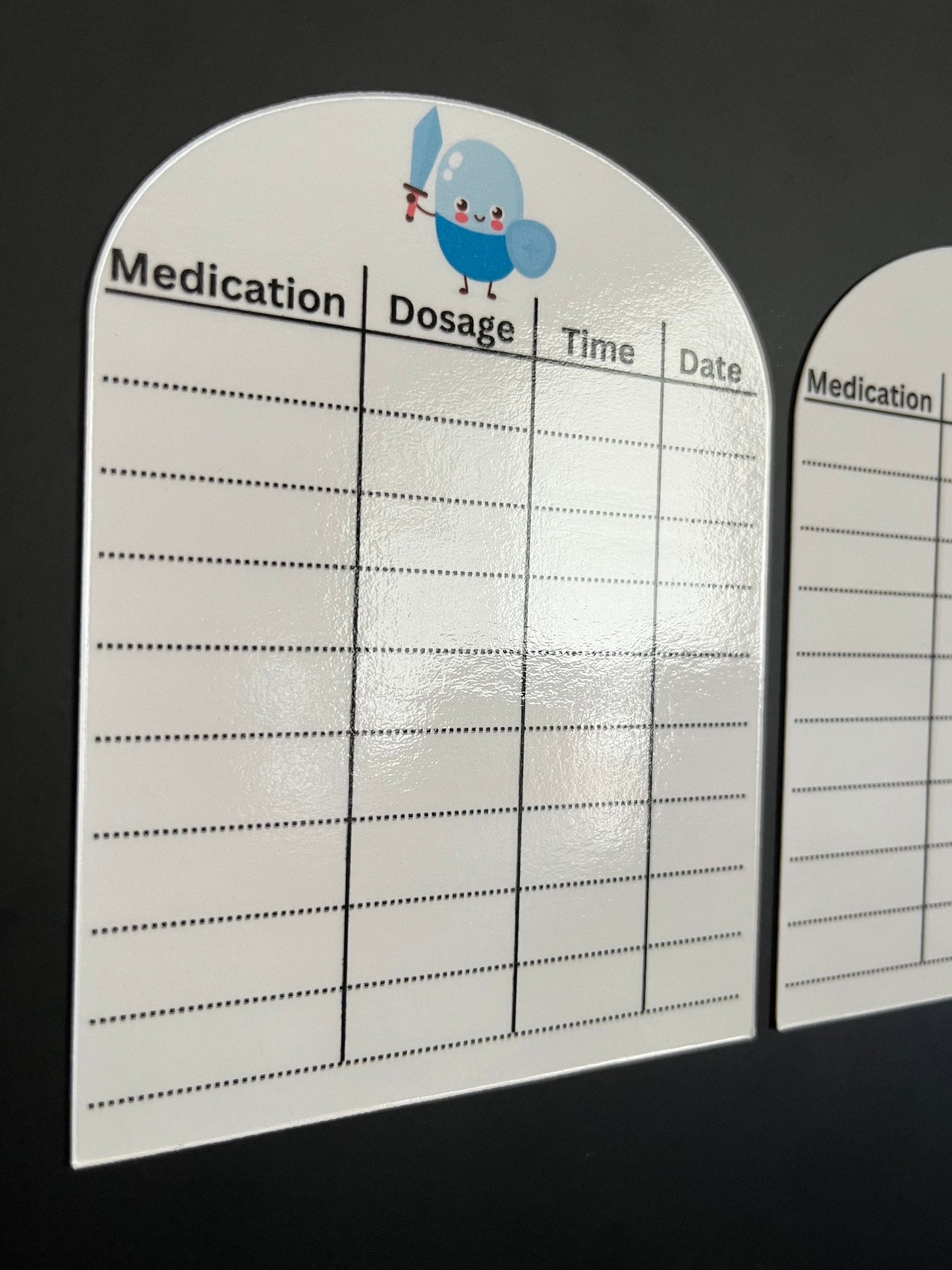 Magnetic Dry Erase Medication Tracker set of 2 // Colorful Medication Tracker Fridge Magnet