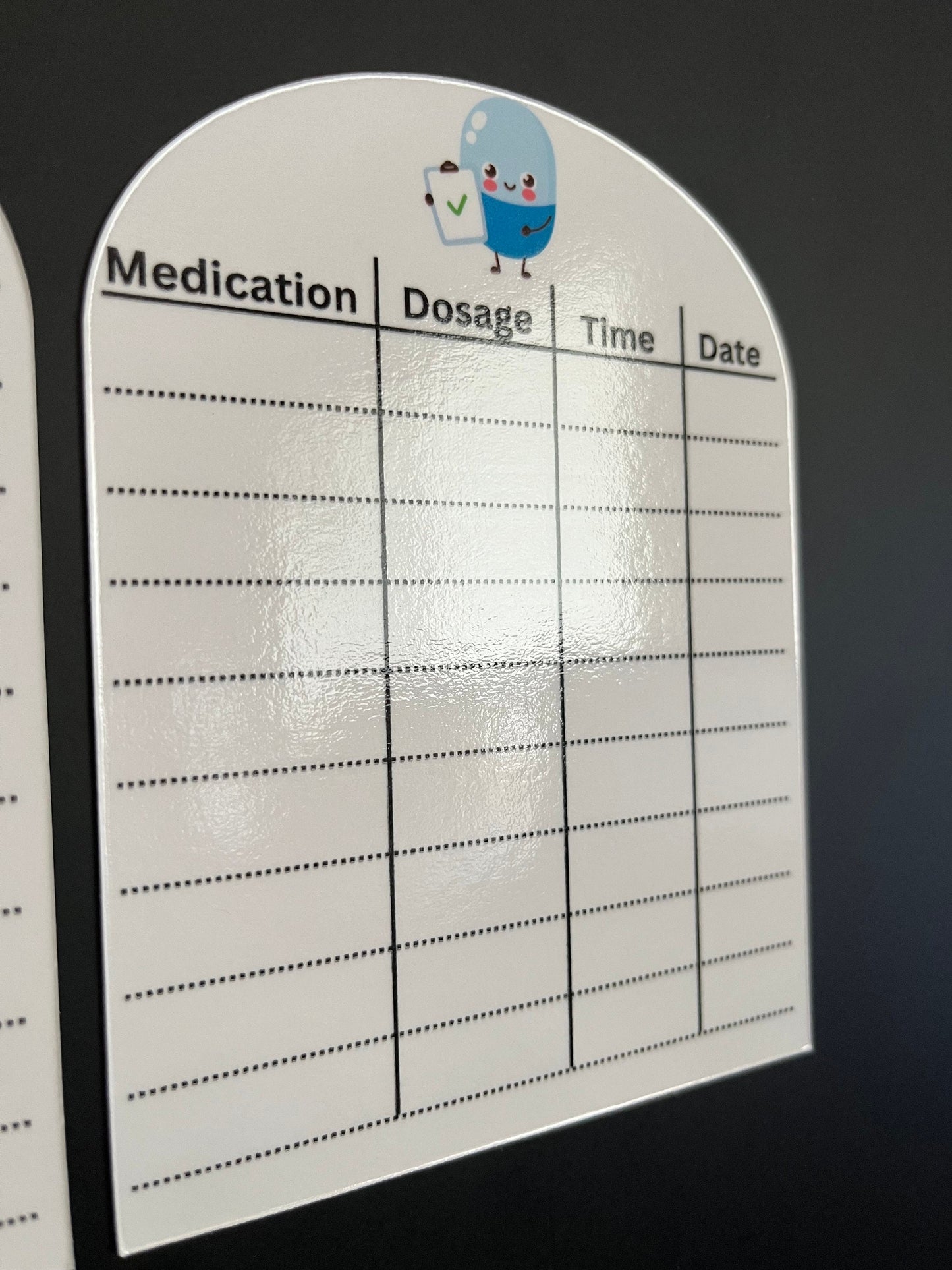 Magnetic Dry Erase Medication Tracker set of 2 // Colorful Medication Tracker Fridge Magnet