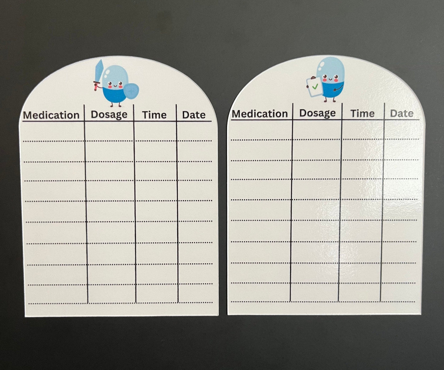 Magnetic Dry Erase Medication Tracker set of 2 // Colorful Medication Tracker Fridge Magnet