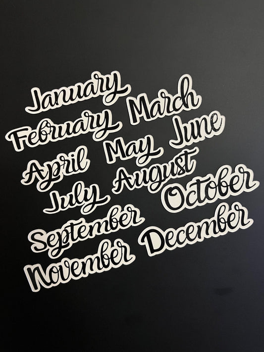 Magnetic Calendar Months in Black Amazone Font // Fancy Magnet Months // Perpetual Calendar Months