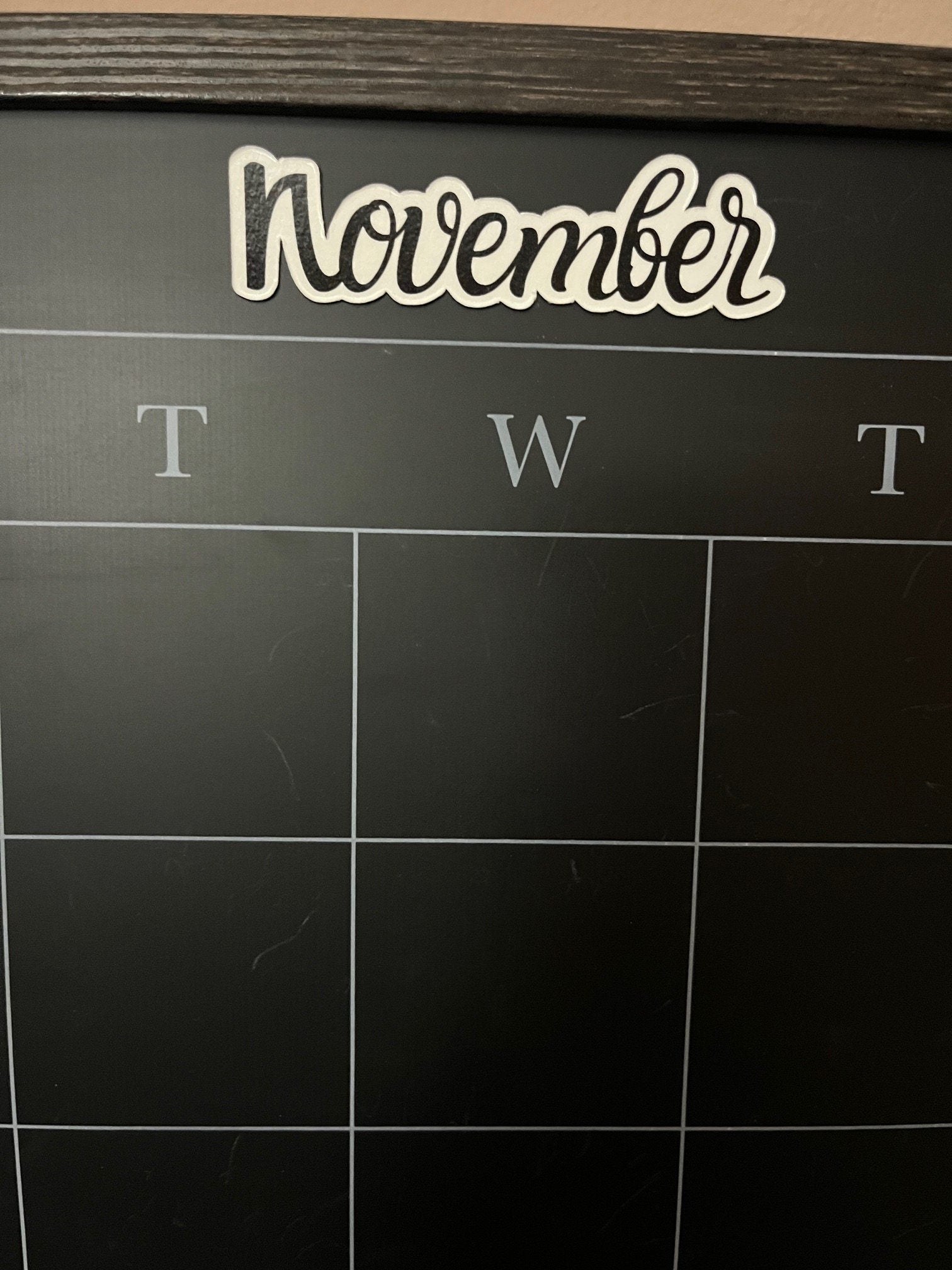 Magnetic Calendar Months in Black Amazone Font // Fancy Magnet Months // Perpetual Calendar Months