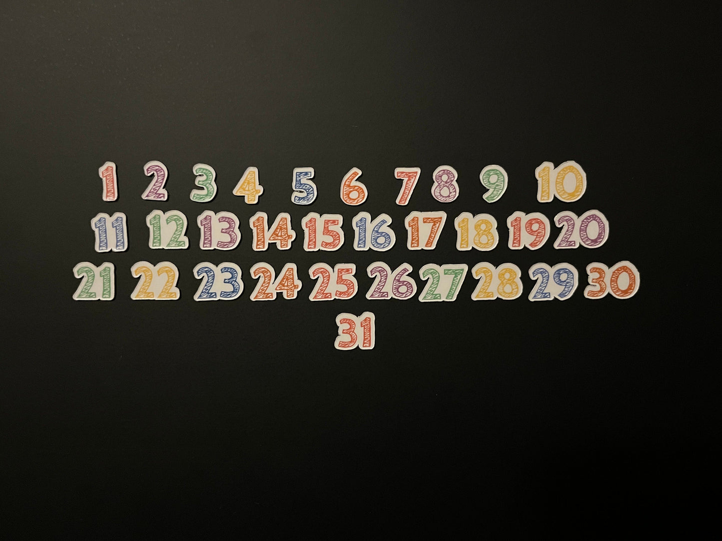 Cabin Sketch Magnetic Calendar Numbers // Colorful and Playful Magnetic Numbers // Assorted Colors and Sizes