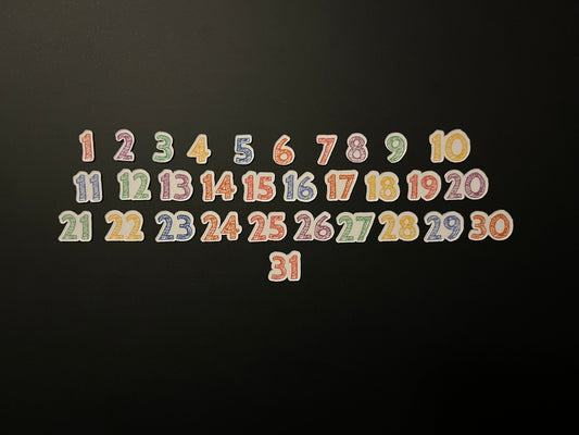 Cabin Sketch Magnetic Calendar Numbers // Colorful and Playful Magnetic Numbers // Assorted Colors and Sizes