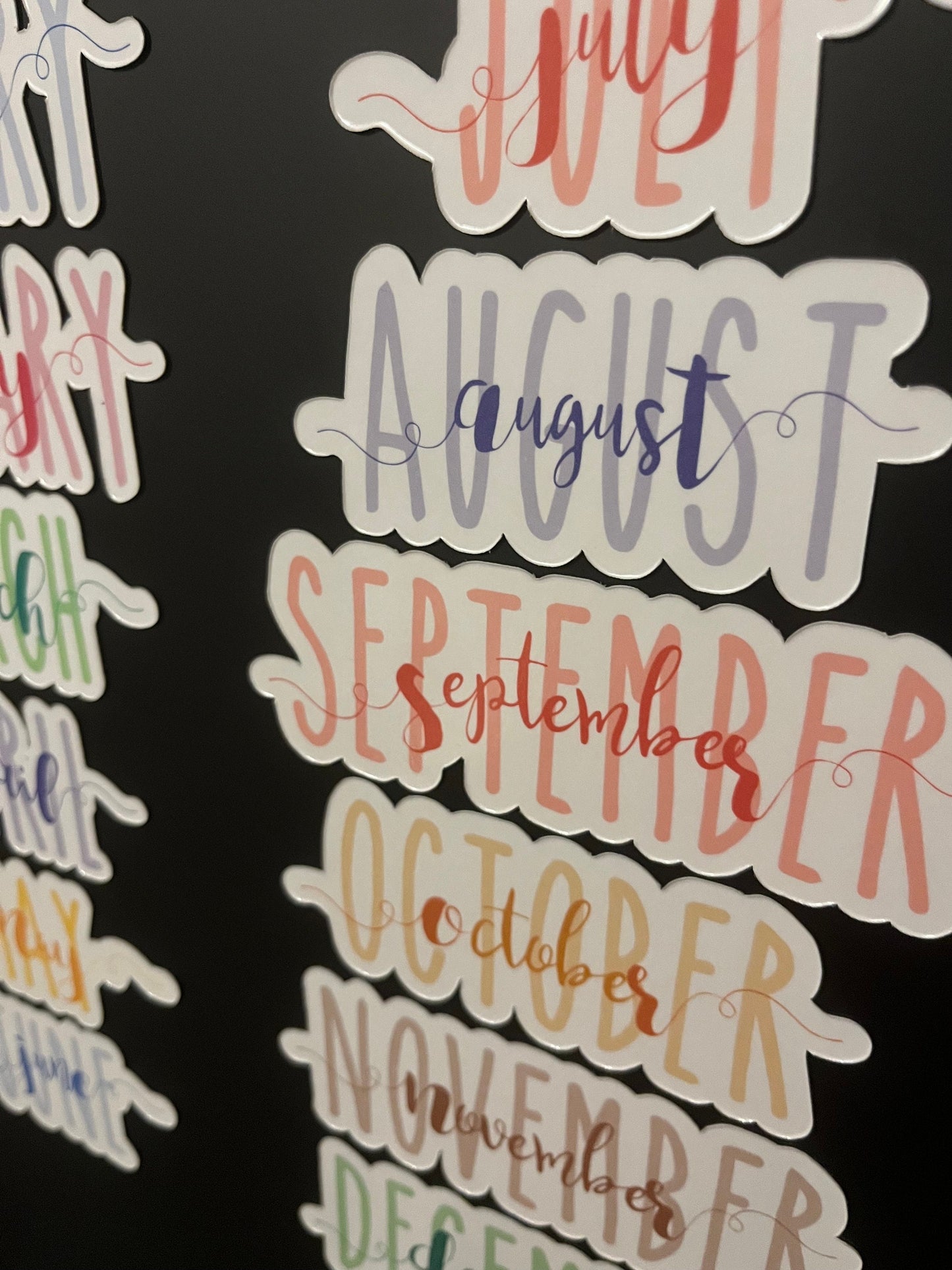 Calendar Magnets // Planner Months Magnets // Colorful Calendar Magnet Months - RAE DUNN & Spelling Night Swirl font