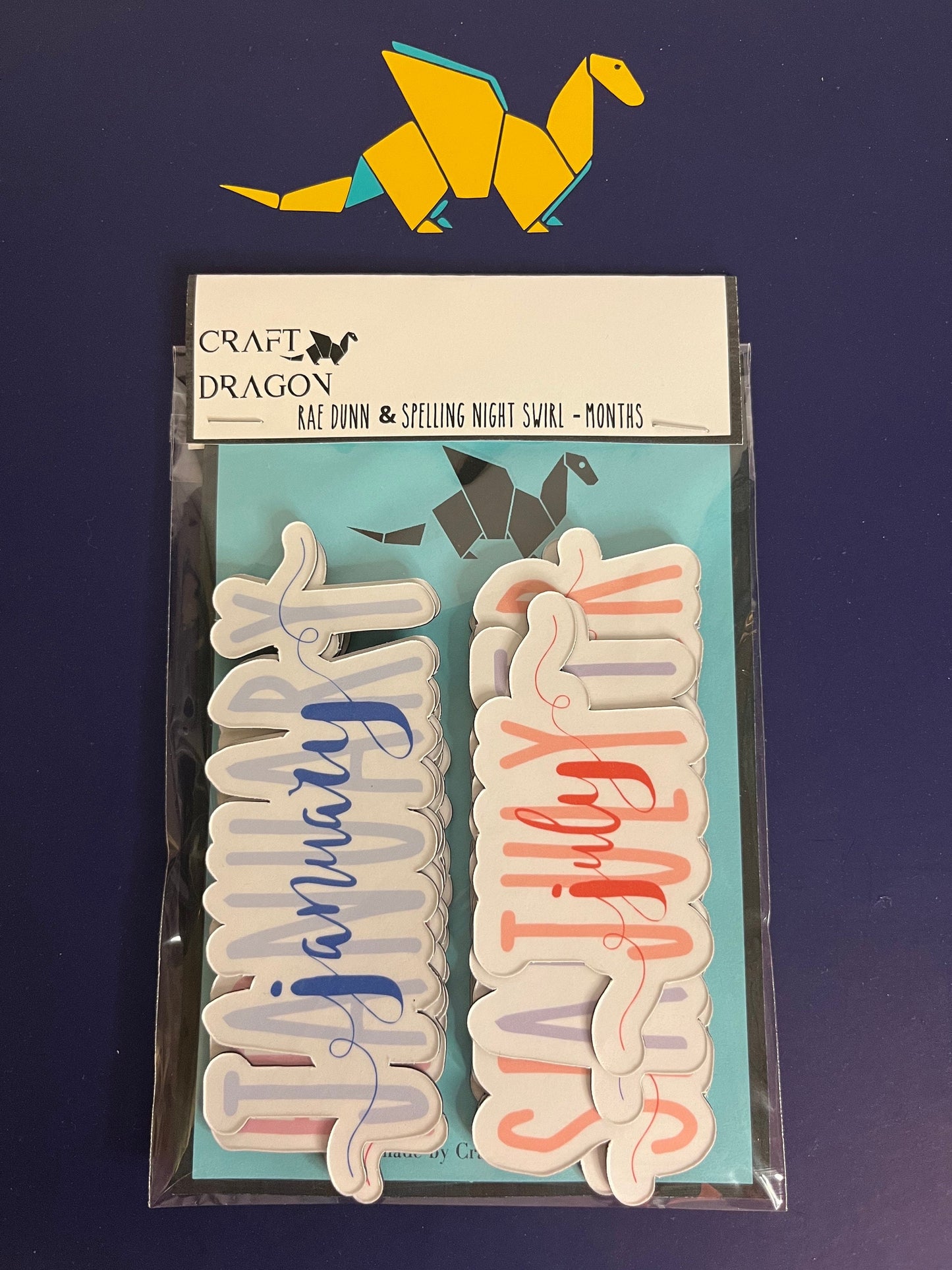 Calendar Magnets // Planner Months Magnets // Colorful Calendar Magnet Months - RAE DUNN & Spelling Night Swirl font