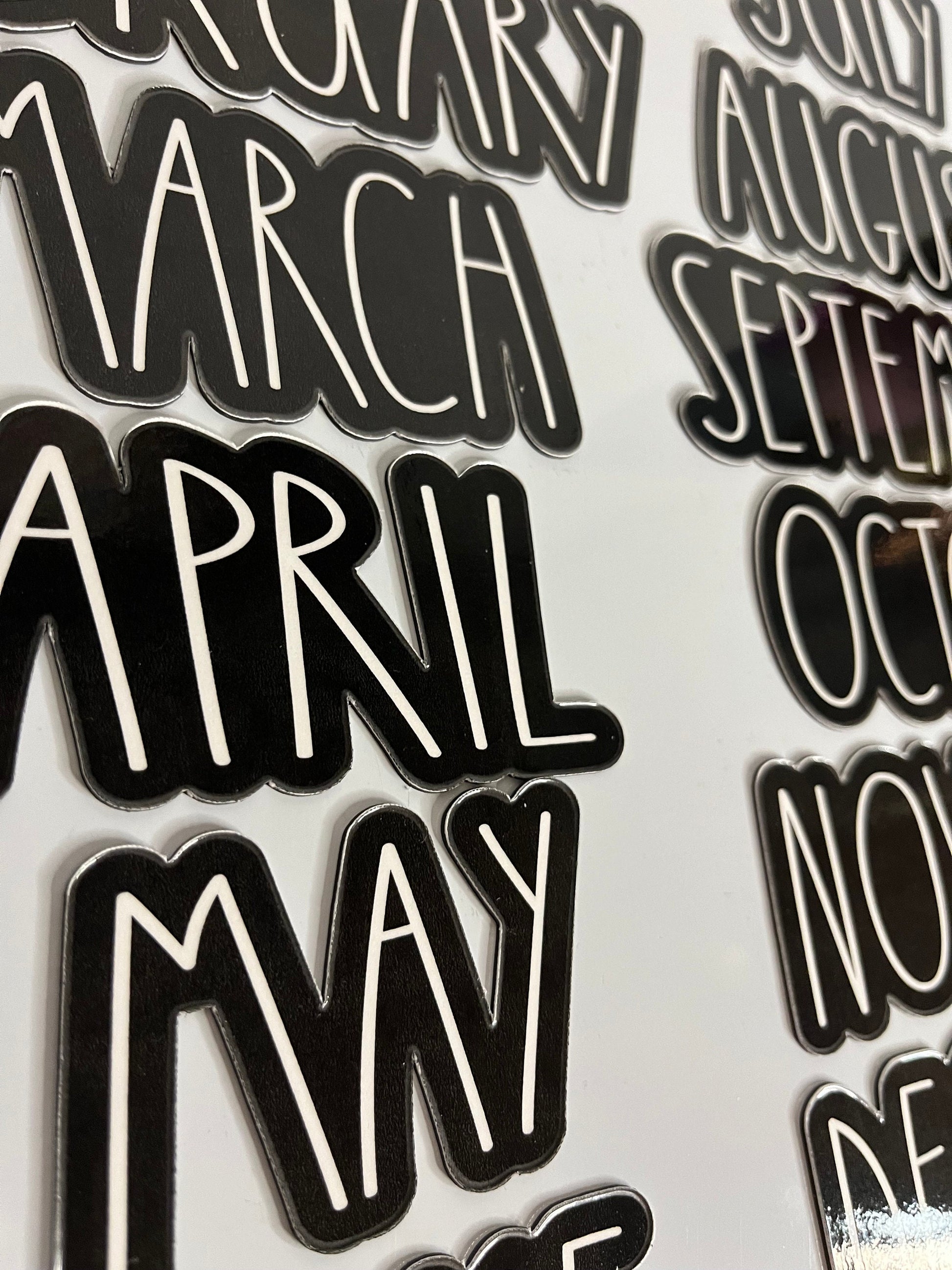Rae Dunn Font Black Outline Calendar Months in Black // Learning Magnet Months // School Calendar Months for Teachers and Students