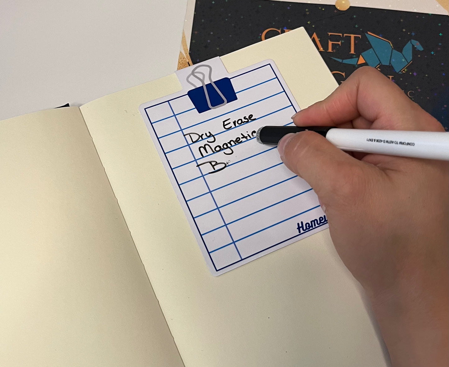 Dry Erase Magnetic Bookmark Blue Binder Clip Design