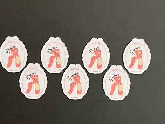 Dance Reminder Magnets – Set of 7 Ballet Feet Magnets with “Dance” Text – 1-Inch High