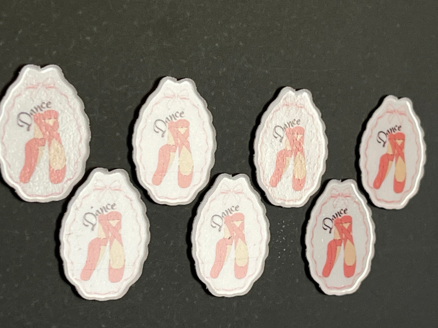 Dance Reminder Magnets – Set of 7 Ballet Feet Magnets with “Dance” Text – 1-Inch High