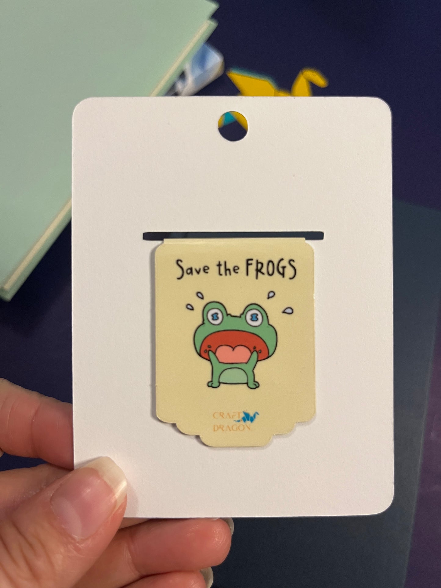 Save the Frogs - PALE YELLOW Background -Magnetic Bookmark
