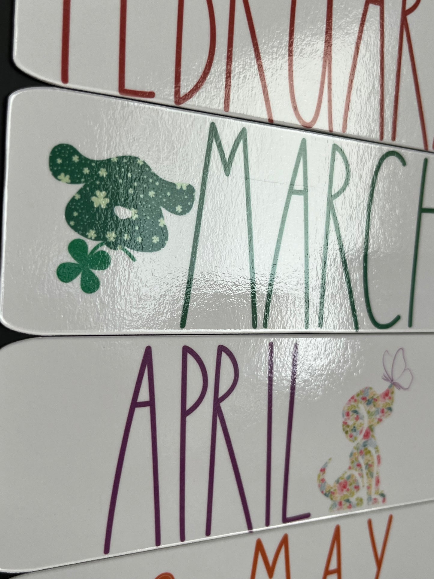 Dog Themed Monthly Magnets - RAE DUNN font - 12 months included - Assorted Sizes