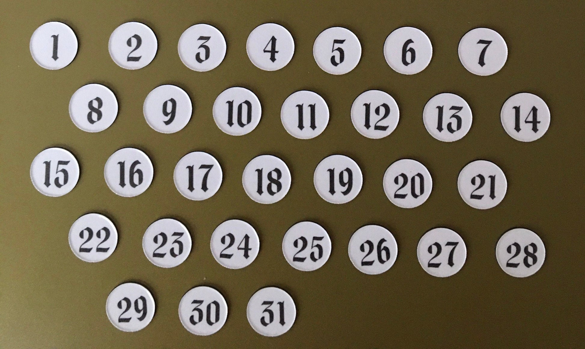 Number Magnets for Magnetic Calendar // Day Magnets // BEST SELLER // Perpetual Calendar Daily Magnets - Agincourt Com