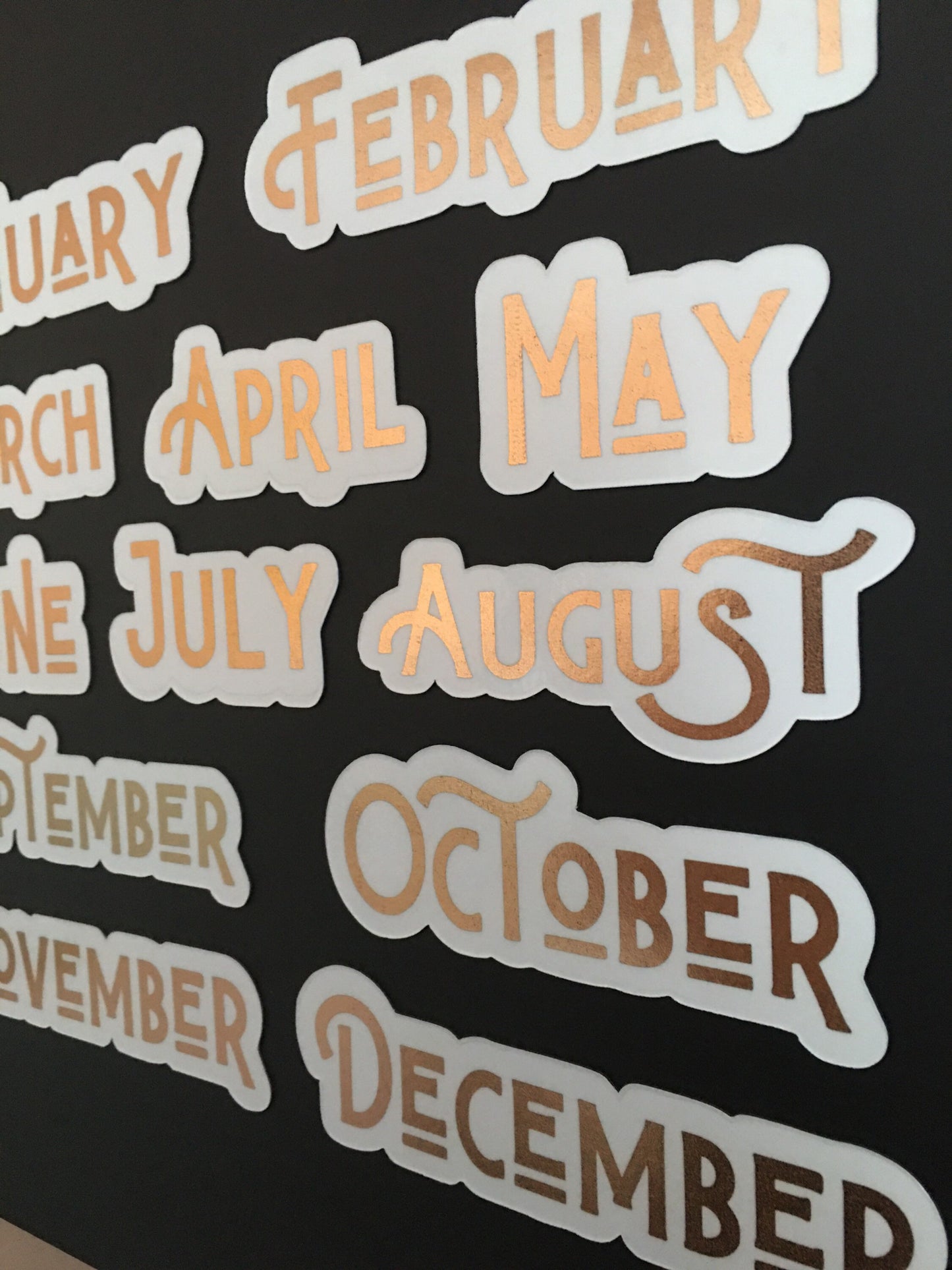 Rose Gold Foil Magnet Months // Perpetual Calendar Months // Luxury Magnet Months for Calendar
