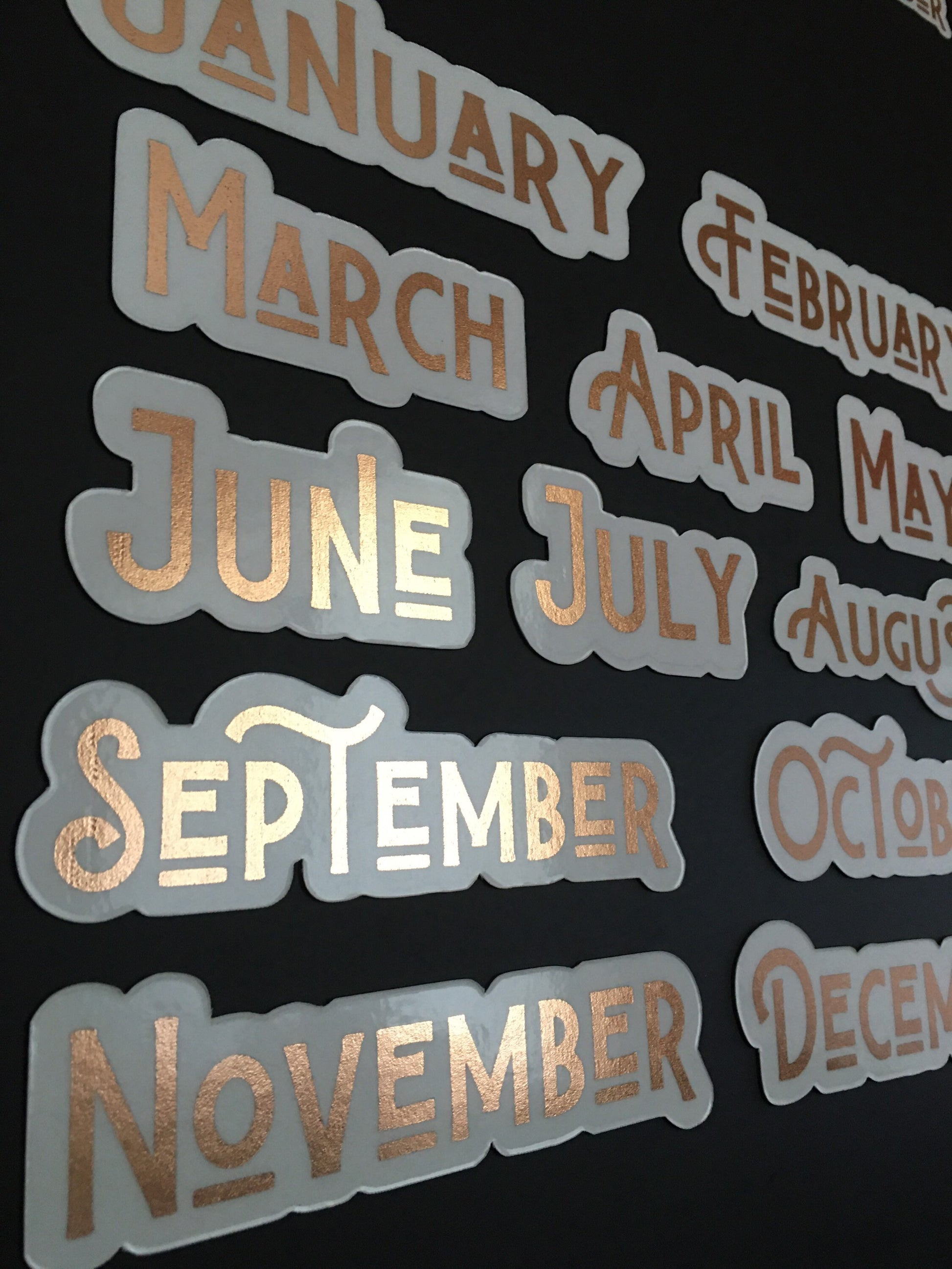 Rose Gold Foil Magnet Months // Perpetual Calendar Months // Luxury Magnet Months for Calendar