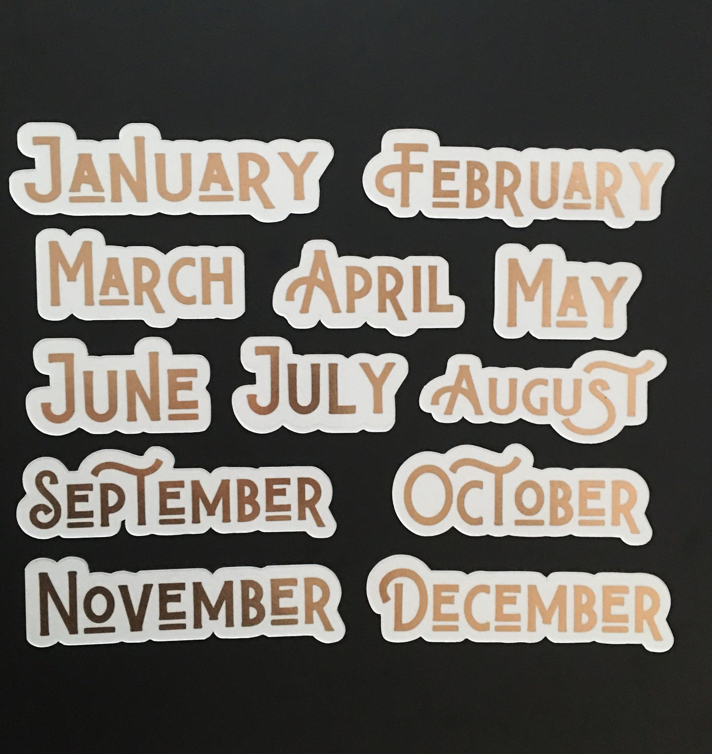 Rose Gold Foil Magnet Months // Perpetual Calendar Months // Luxury Magnet Months for Calendar