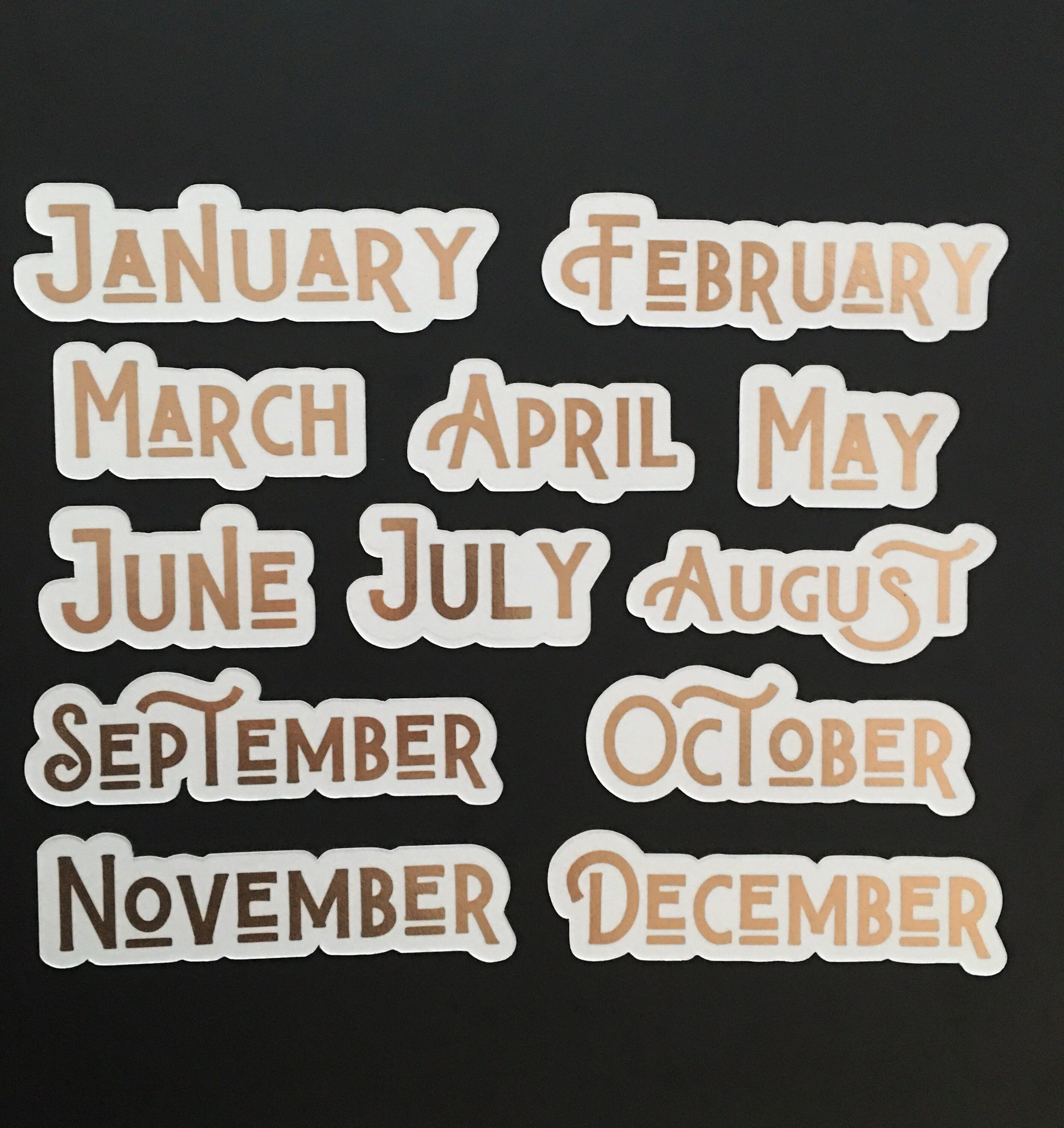 Rose Gold Foil Magnet Months // Perpetual Calendar Months // Luxury Magnet Months for Calendar