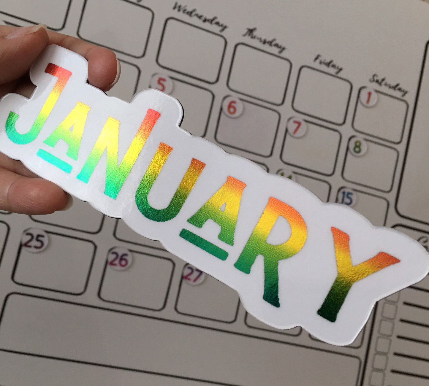 Rainbow Magnet Months // Perpetual Calendar Colorful Months Rainbow Foiled // Magnet Months for Calendar