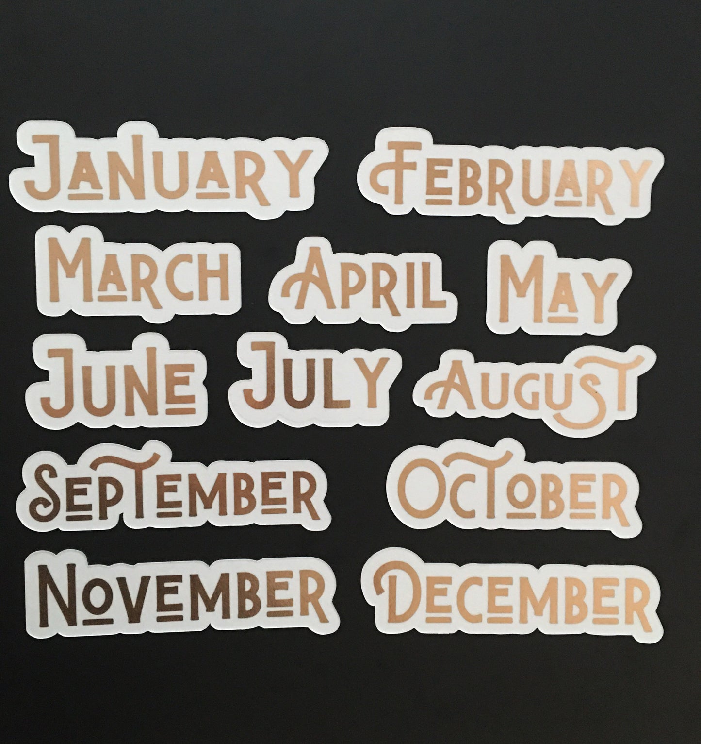 Rose Gold Foil Magnet Months // Perpetual Calendar Months // Luxury Magnet Months for Calendar