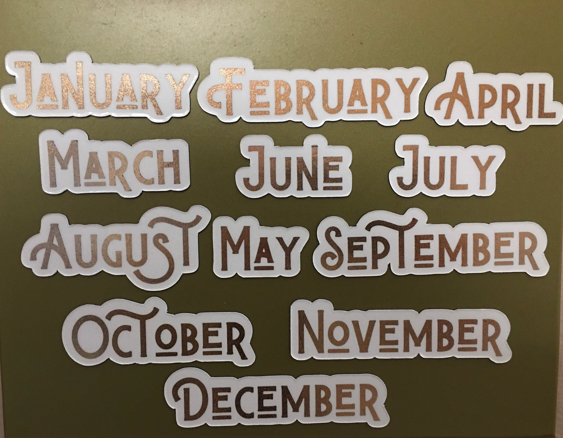Rose Gold Foil Magnet Months // Perpetual Calendar Months // Luxury Magnet Months for Calendar