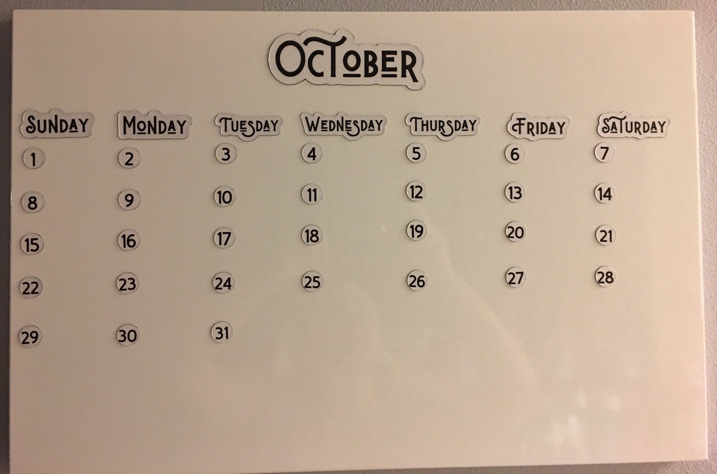 Foiled Days of the Week Magnets / Magnetic Calendar Days of the Week Full Spelling 3 sizes