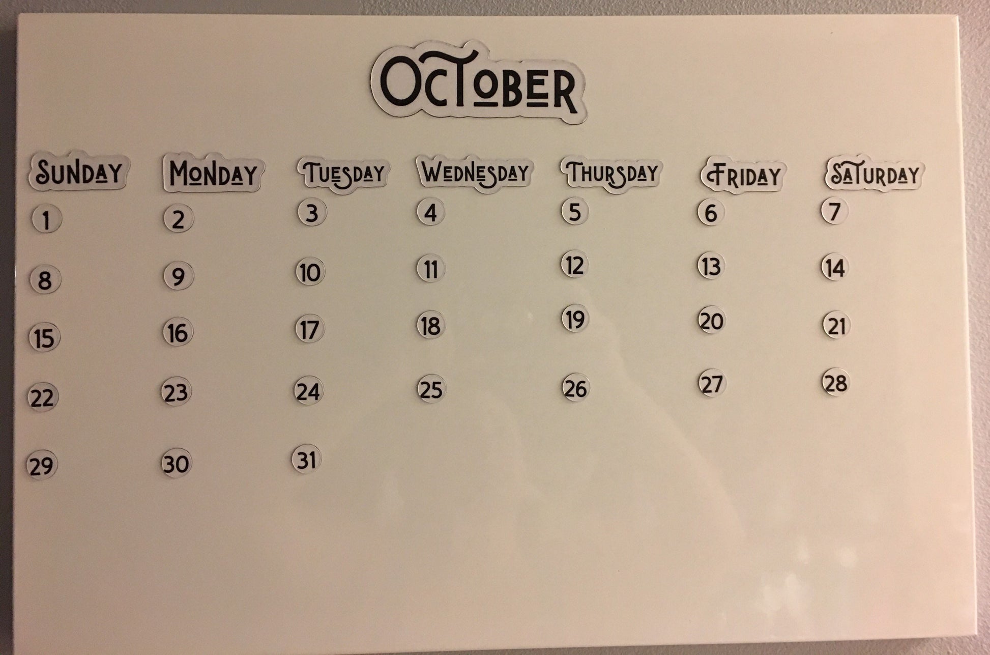 Foiled Days of the Week Magnets / Magnetic Calendar Days of the Week Full Spelling 3 sizes