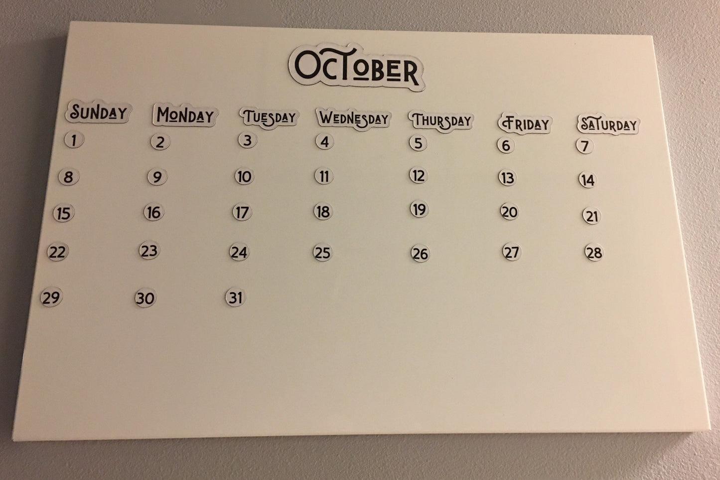 Foiled Days of the Week Magnets / Magnetic Calendar Days of the Week Full Spelling 3 sizes