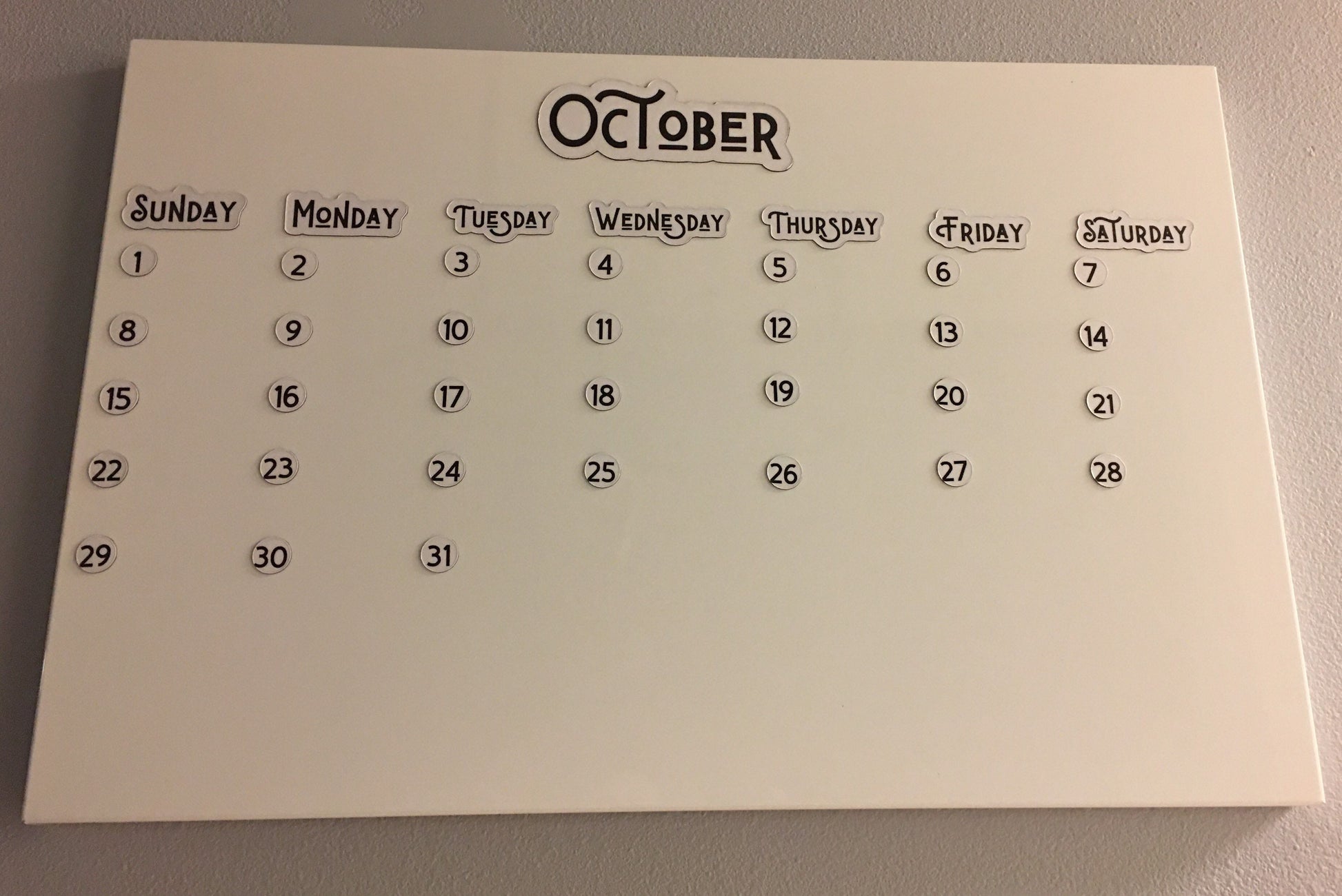 Foiled Days of the Week Magnets / Magnetic Calendar Days of the Week Full Spelling 3 sizes