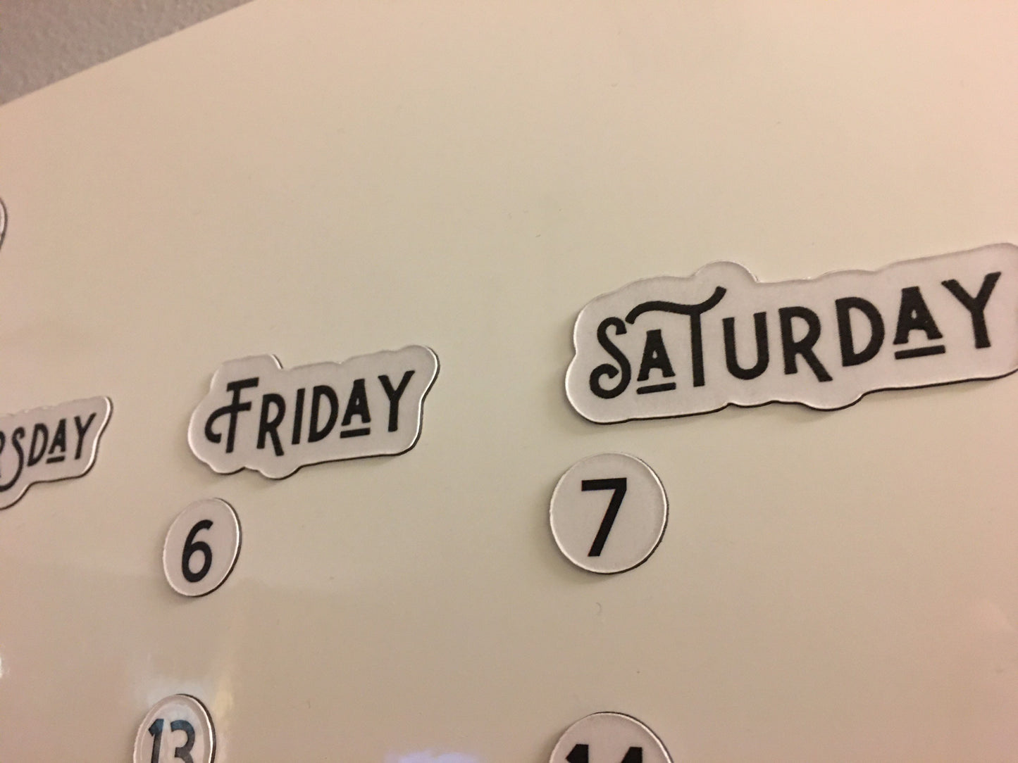 Foiled Days of the Week Magnets / Magnetic Calendar Days of the Week Full Spelling 3 sizes
