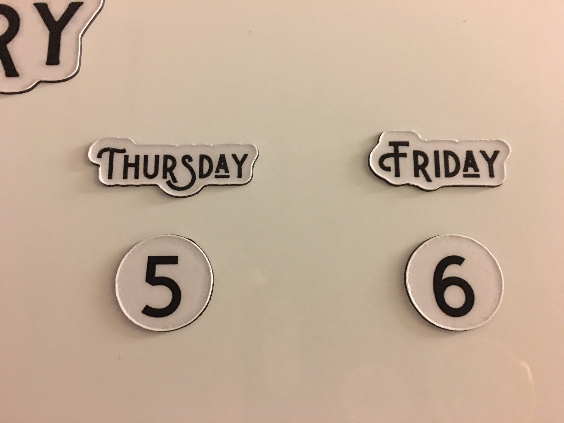 Foiled Days of the Week Magnets / Magnetic Calendar Days of the Week Full Spelling 3 sizes