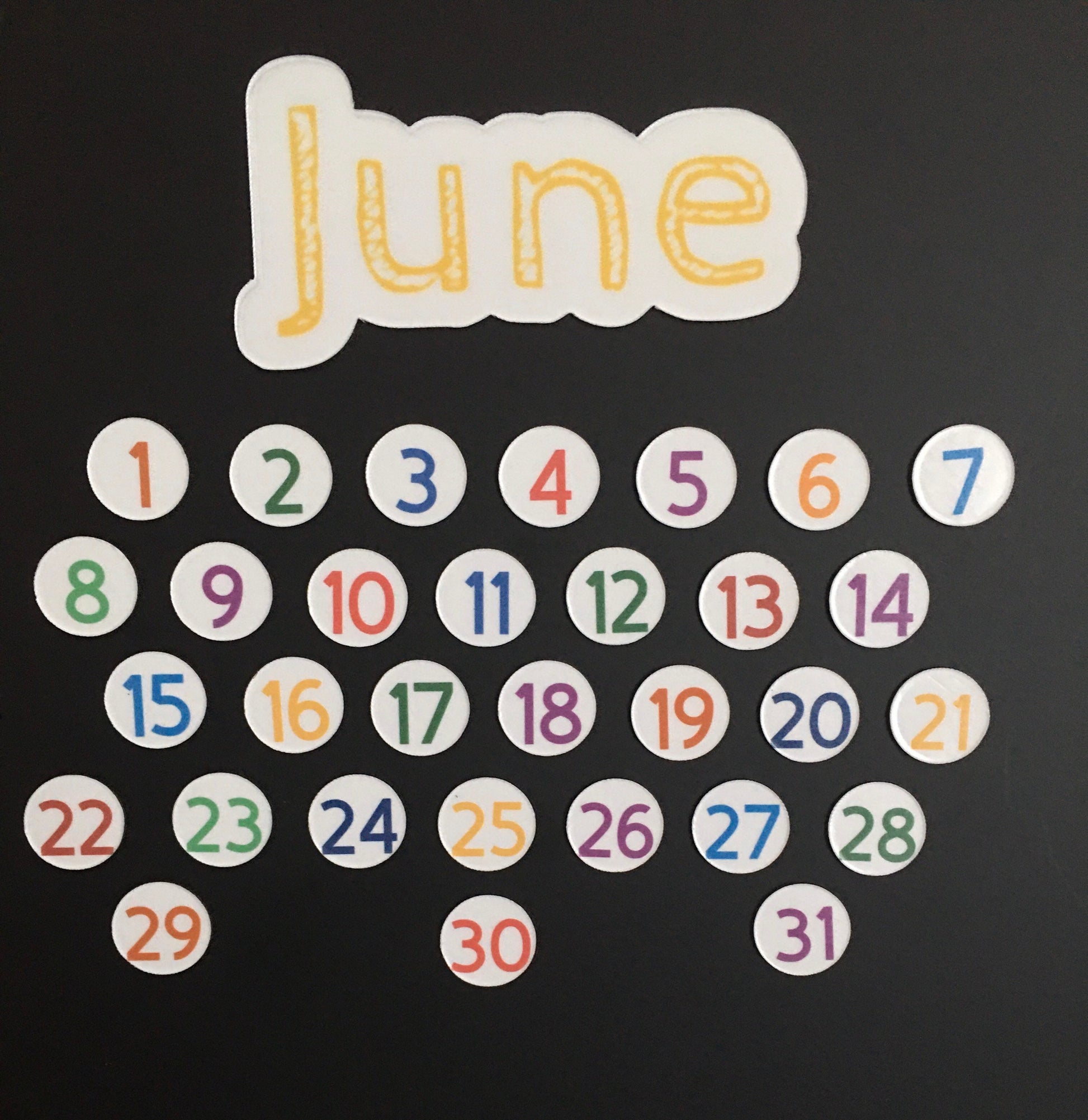 Multi Colored Magnet Days 1-31 for Perpetual Calendar // Days for Magnetic Calendar