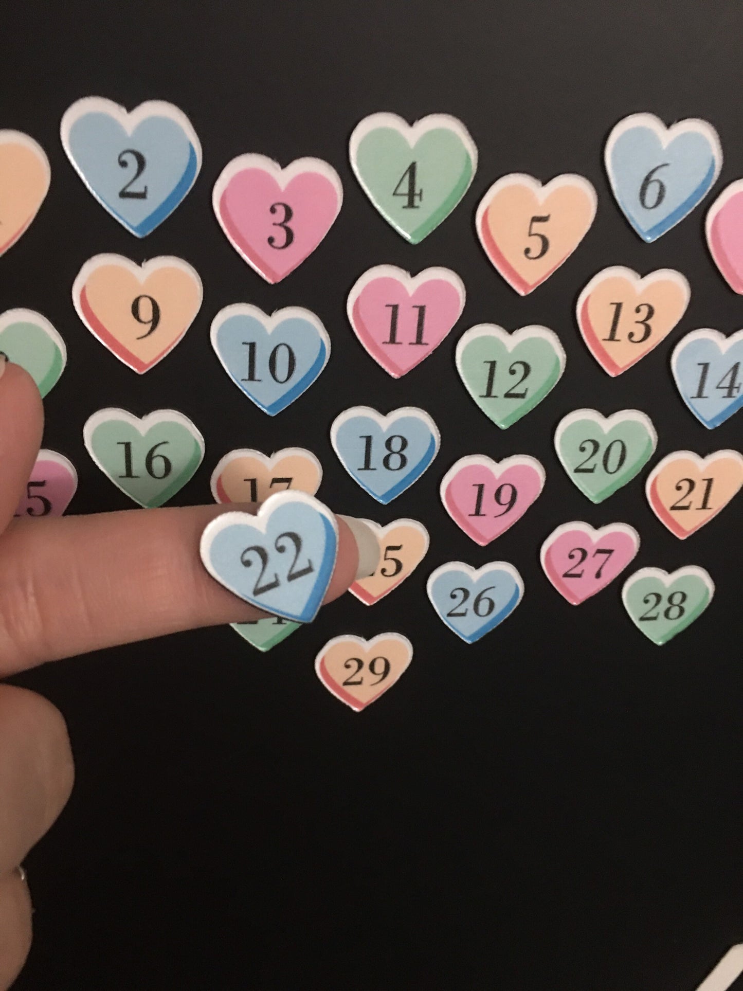 Candy Hearts Magnet Days // Valentine’s Day Heart Magnets // Love Fridge Magnets // Hearts Magnet Set Days 1-29