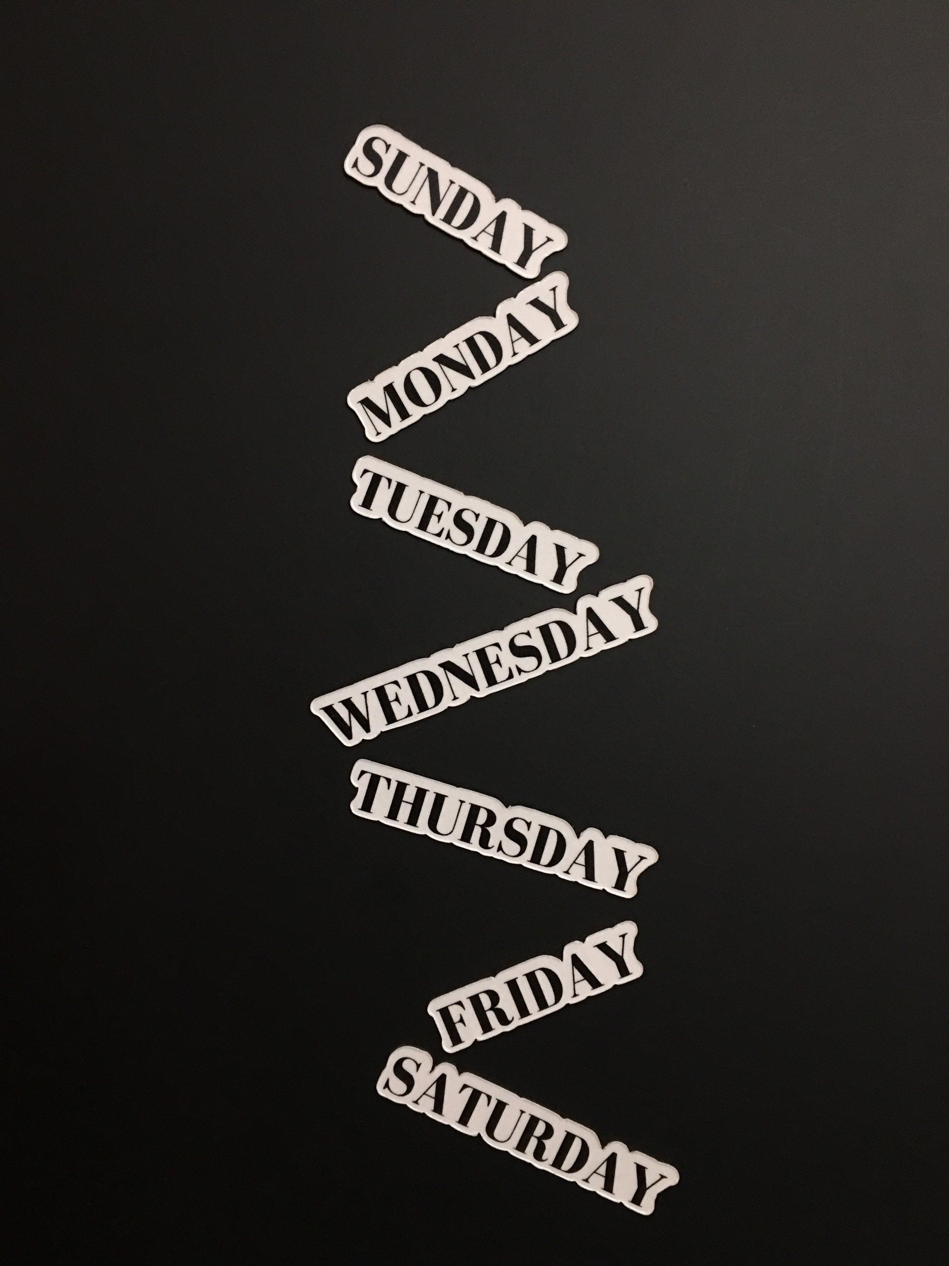 Bodoni Font Weekly Magnets for Calendar // Planner Magnets // Sunday through Saturday Magnets