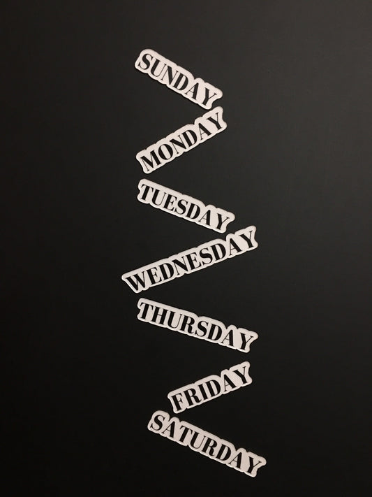 Bodoni Font Weekly Magnets for Calendar // Planner Magnets // Sunday through Saturday Magnets