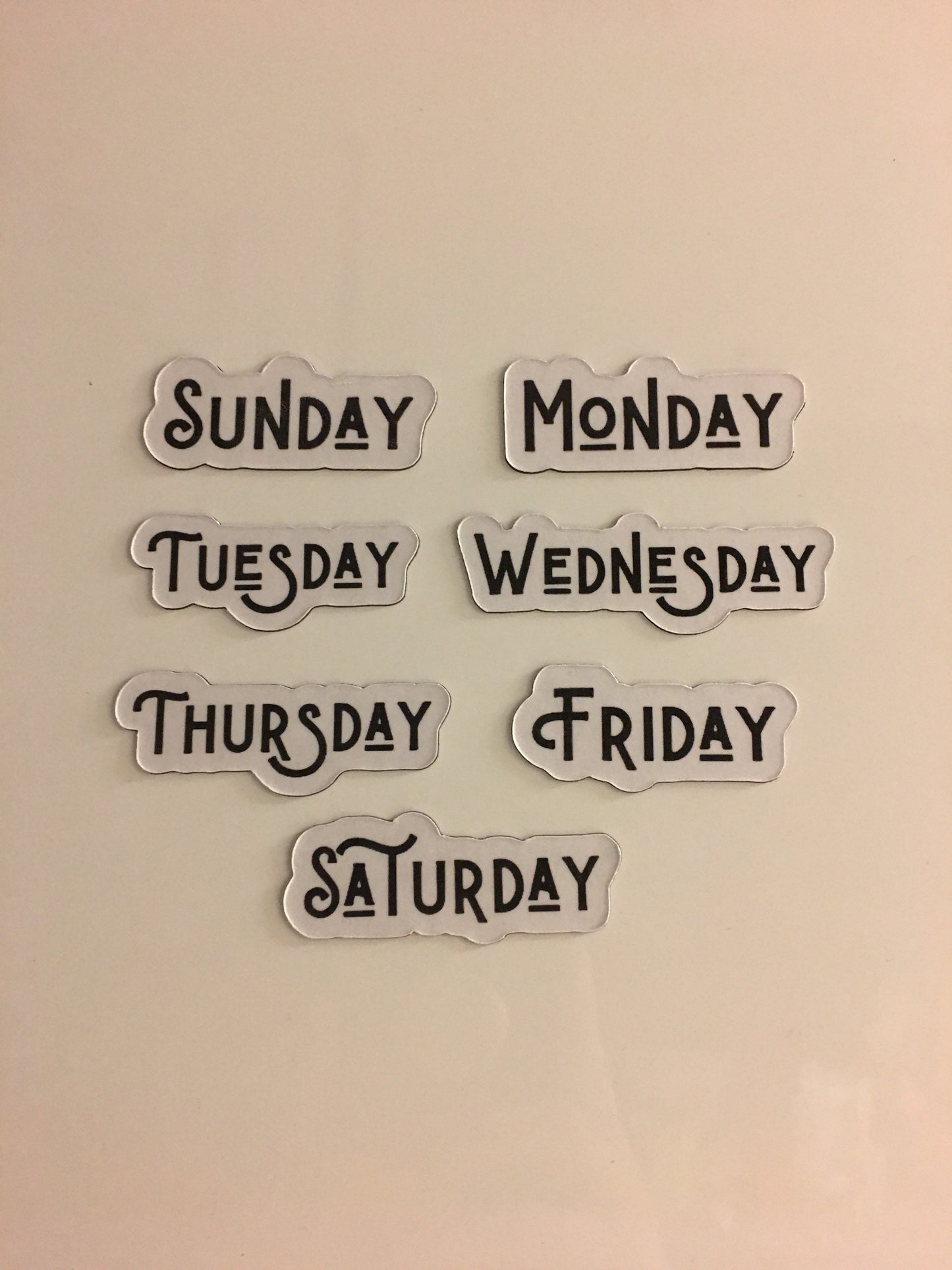 Foiled Days of the Week Magnets / Magnetic Calendar Days of the Week Full Spelling 3 sizes