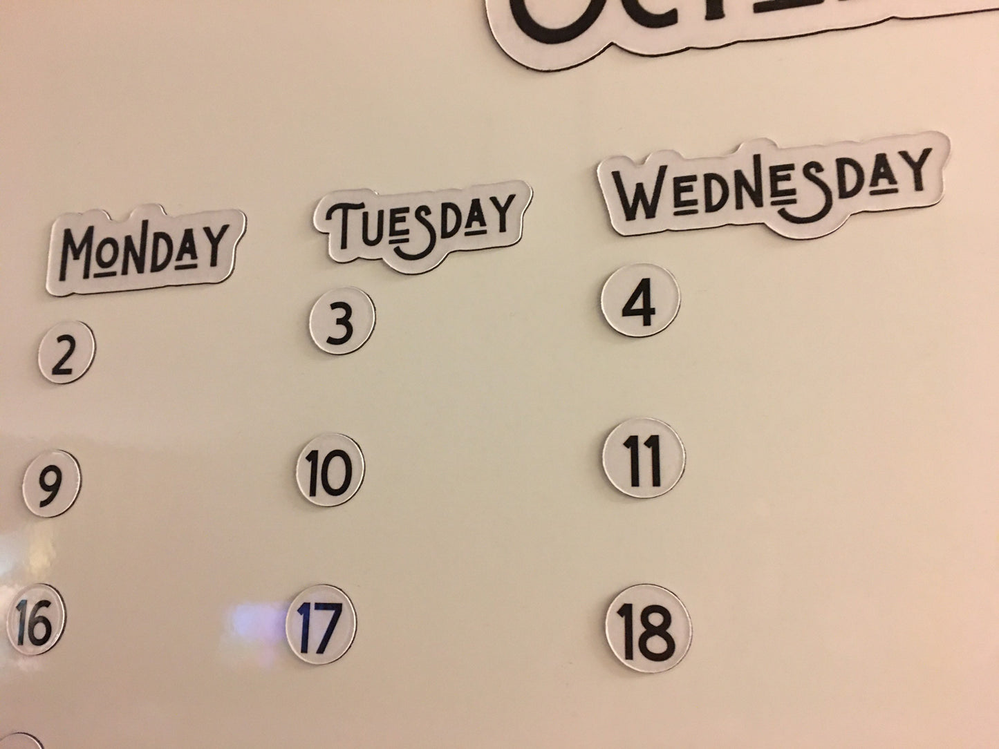 Foiled Days of the Week Magnets / Magnetic Calendar Days of the Week Full Spelling 3 sizes