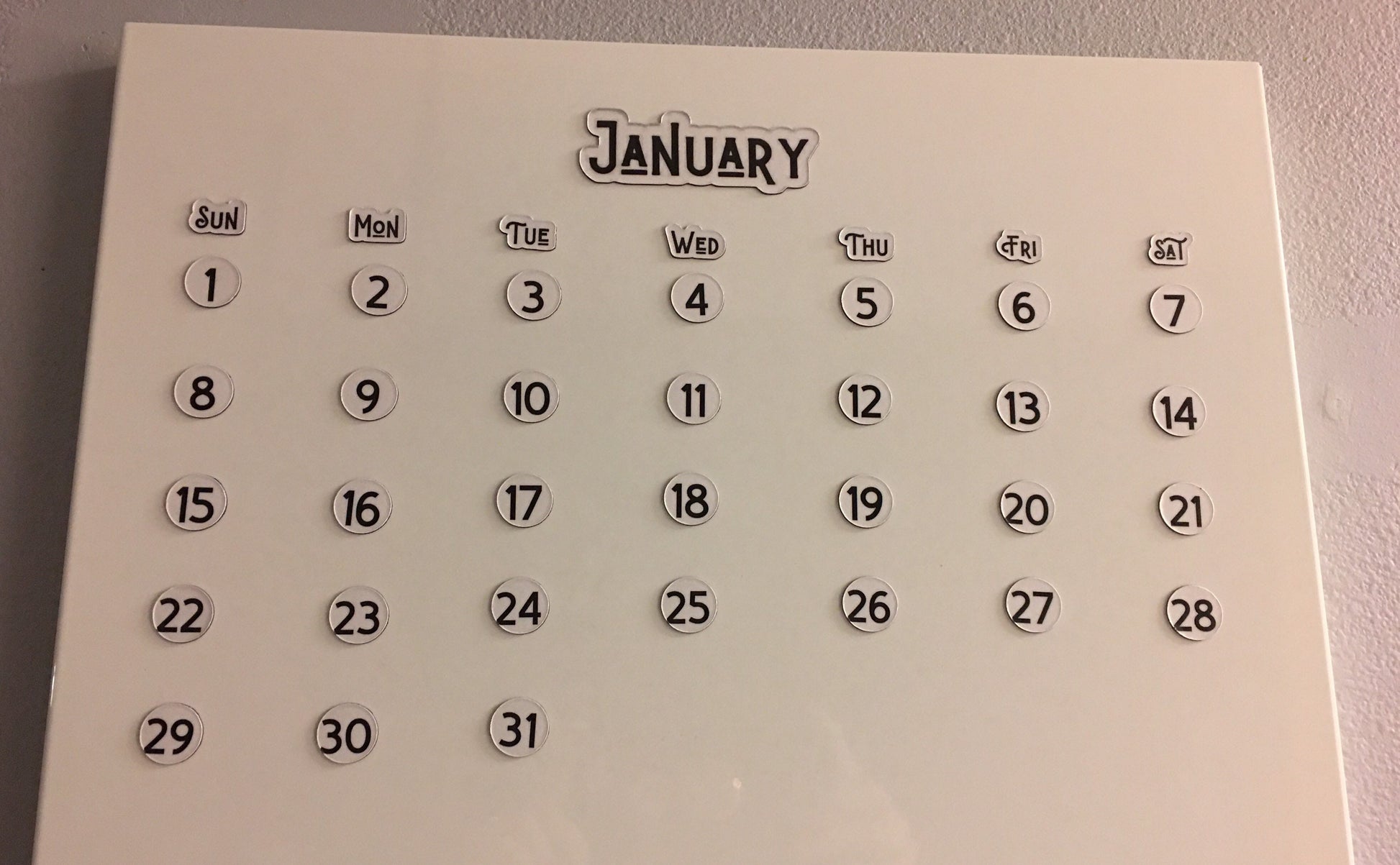 Foiled Days of the Week Magnets / Magnetic Calendar Days of the Week Full Spelling 3 sizes