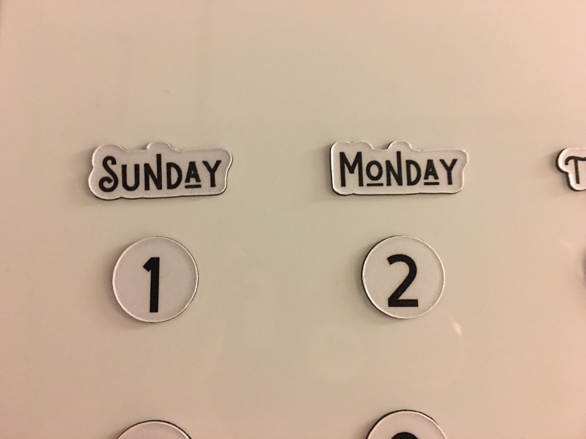 Foiled Days of the Week Magnets / Magnetic Calendar Days of the Week Full Spelling 3 sizes