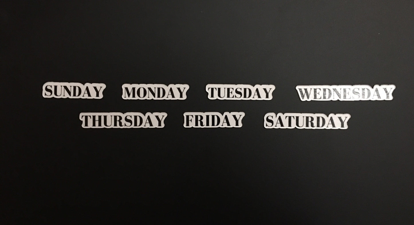 Bodoni Font Weekly Magnets for Calendar // Planner Magnets // Sunday through Saturday Magnets